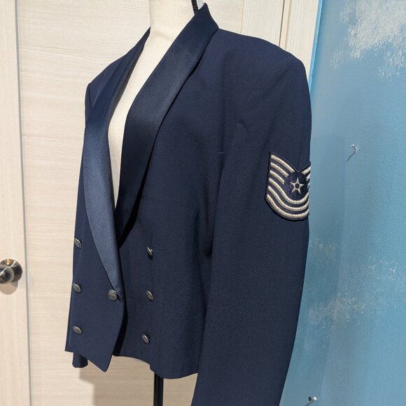 Men's Navy Double-Breasted Military Vintage Blazer - Picture 7 of 16